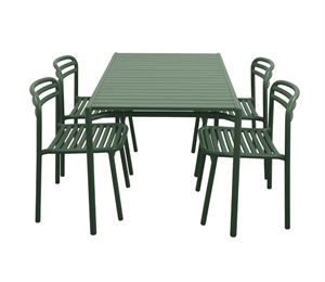 Cane-Line - Bliss spisebord rekt. inkl. 4 stole  Dark green, aluminium